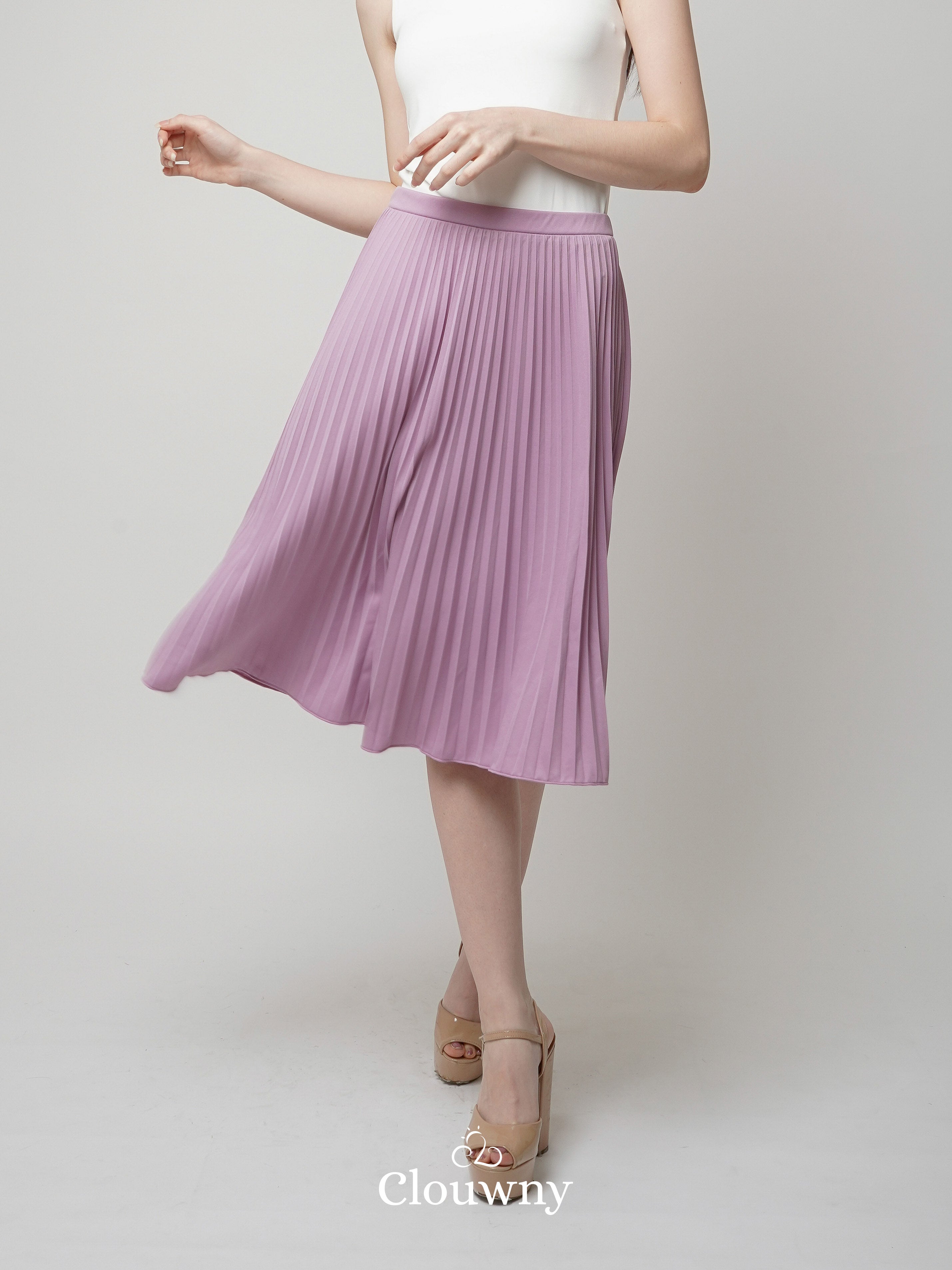 Vamos Midi Pleats Skirt - Lilac